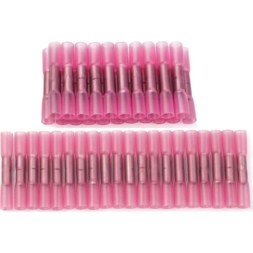 100Pcs Heat Shrink Connectors Insulated Waterproof Crimping Terminals Seal Electrical Wire Butt Terminals 22-18 AWG