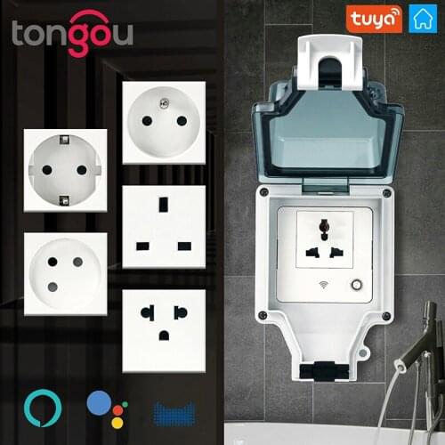 16A Tuya Wifi Smart Socket Switch IP66 Waterproof DE EU US FR UK IL Multiple Version Smart Plug Work With Alexa Google Home
