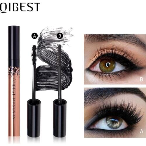 QIBEST Waterproof Mascara Eyes Black Mascara 4D Silk Eyelashes Lengthening Eye Cosmetics Rimel Mascara Volume Eyelash Makeup