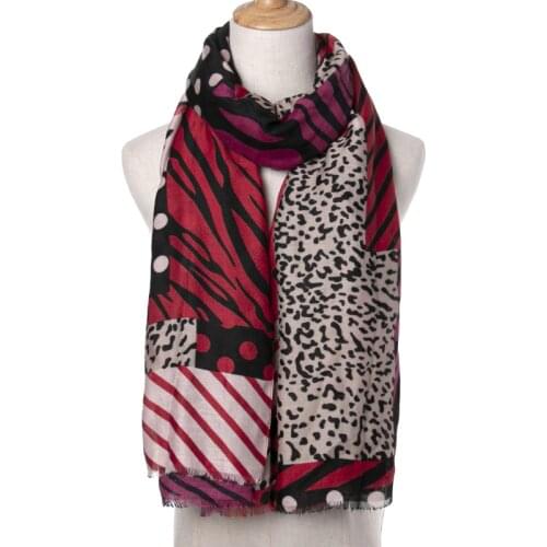 2020 Women Cotton Leopard Print Fringe Scarves And Shawls Soft Long Stripe Dot Pattern Scarf Wrap Hijab 2 Color Free Shipping