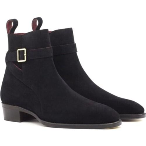 Chelsea Winter Black Mens Work Boots Shoes Fashion Designer Shoes Men Add Velvet Cow Suede Business Formal