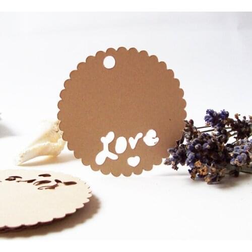 Scalloped round love Wedding wish tree hang Gift favor Tags, Scrapbooking birthday party package bridal shower Decoration cards