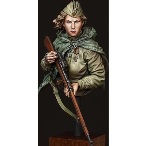 1/10 Scale Soviet Female Sniper (NO BASE) Unpainted Resin Bust Building Kit