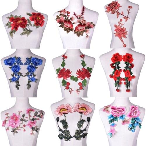 1 Pair Flower Patches Lace Appliqued Floral Opera Dress Sew On Embroidery Trims Applique Lace Fabric Scrapbooking