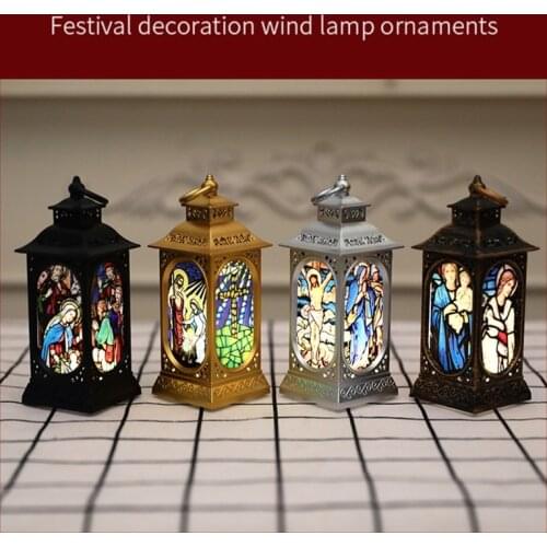 1 Pc Christmas LED Lamp Ornaments Religious Jesus Wind Light Xmas Tree Hanging Lantern Holiday Party Home Decorations