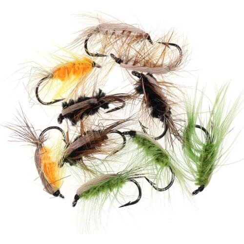 10pcs Worm Fishing Lure Caddis Nymph Fly Deer Hair Beetle Trout Fishing Bait Fly Fishing Fly Bait Deer Caterpillar New
