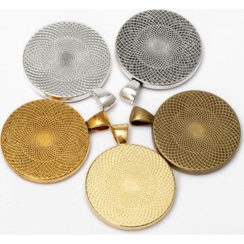 10pcs Silver Round Glass Cabochon 30mm Base Bezel Cameo Blank Settings DIY Cabochons For Jewelry Pendant Making Components B