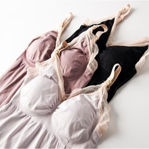 2Pcs Maternity Clothes Nursing Bra Vest Lace Sling Pajamas Plus Size Postpartum Breastfeeding Bra Pad Tank Top Straps Sleepwear