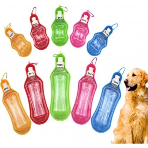 250ml/500ml Pet Dog Water Bottle Plastic Portable Water Bottle Puppy Cat Outdoor Travel Drinking Water Feeder Bowl Pet Supplies