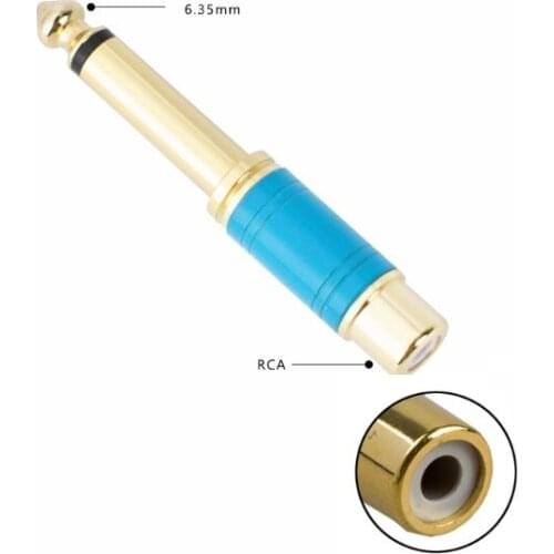 5pcs/lot 6.35mm 1/4" Male Mono Plug To RCA Female Jack Audio Adapter