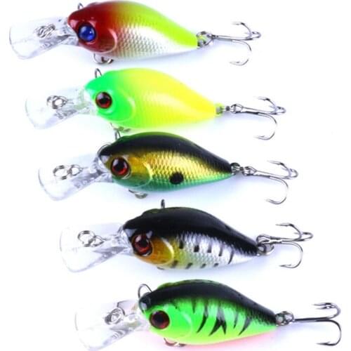 5pcs Mixed Colors Fishing Lure Set Baits Kit Wobbler Crankbaits Treble Hooks Fishing Tackle Artificial plastic hard Bait Kit