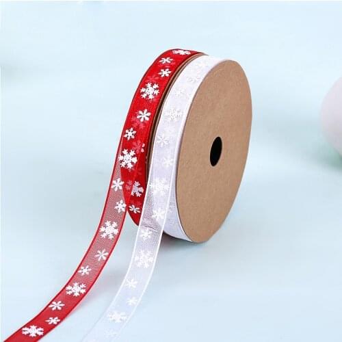 5yards/lot Snowflake Organza Ribbon Gift Wrap Decoration Christmas Ribbons DIY Bow Card Gifts Party Wedding Wrapping Supplies