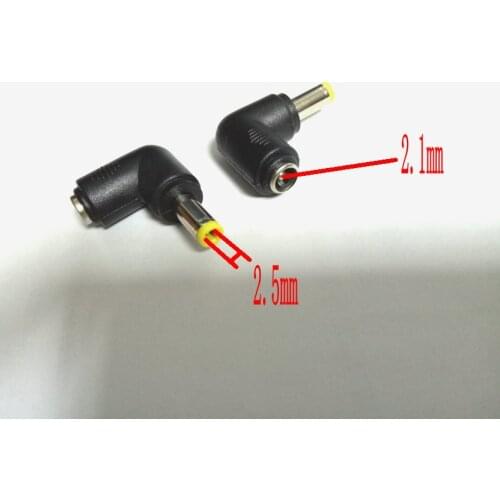50pcs Right Angle DC Power 5.5mmx2.1mm Female to 5.5mmx2.5mm Male connector New