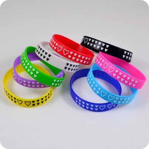 50x New Design Heart silicone bracelet bangle wristband jewelry Children Girls Part Gift