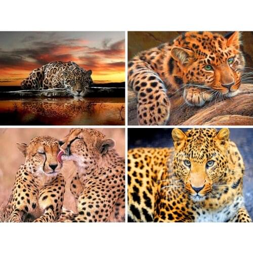 5D DIY Diamond Painting Animal Leopard Cross Stitch Kit Full Drill Square Embroidery Mosaic Picture of Rhinestones Home Decor