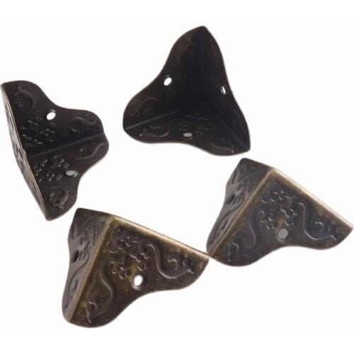 8Pcs Vintage Box Corner Protector Triangle Metal Box Decorative Edge Safety Guard for Table Suitcase Cabinet Trunk