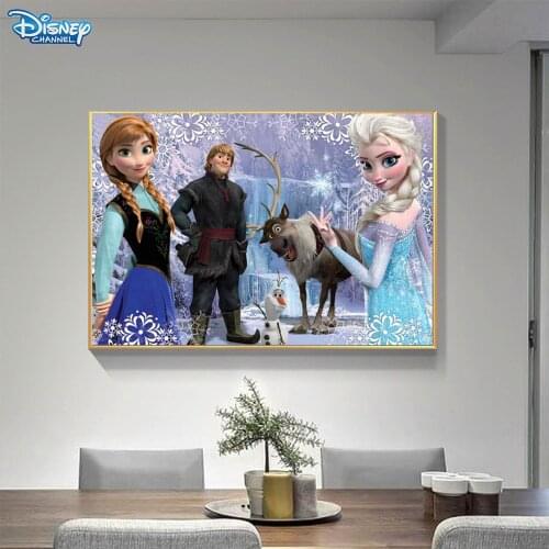 Disney 5D Diy Diamond Painting Cartoon Cross Stitch Full Circle Diamond Embroidery Frozen Elsa Anna Princess Decoration Gift