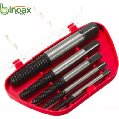 BINOAX 5Pcs Screw Extractor Center Drill Bits Guide Set Broken Damaged Bolt Remover Removal Speed Easy Out Set