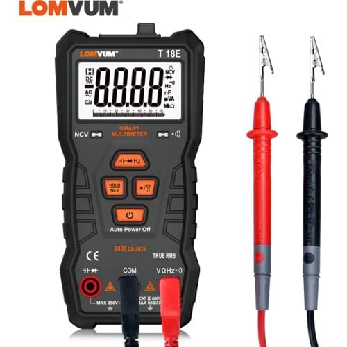 LOMVUM NCV Digital Multimeter Tester 6000 counts Auto Ranging AC/DC Voltage Meter Flash Light Meter Capacitance Multimeters