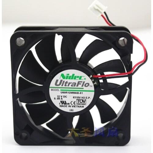Nidec U60R12MMAB-51 DC 12V 0.09A 60x60x15mm 2-wire Server Cooling Fan