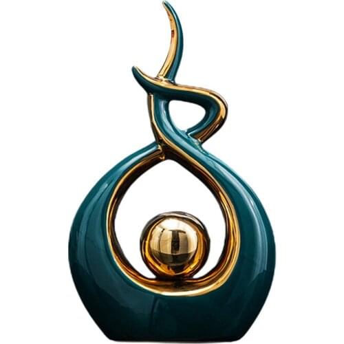Home Artware Electroplate Ceramic Figurine Ornament Statue Art Decor for Sitting Room Bedroom