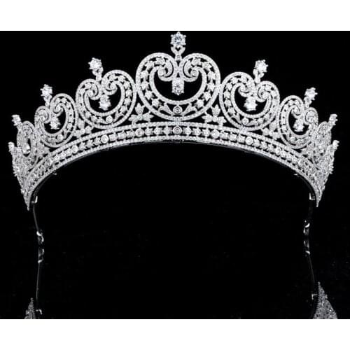 Himstory Wedding Hair Accessories Zircon Zirconia Tiaras Crowns Princess Pageant Engagement Headbands Women Brides Diadem
