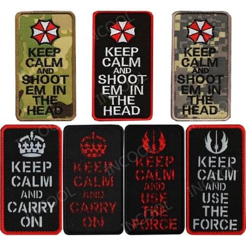 Keep Calm Infrared IR Embroidery Patch Tactical Military Patches Combat Emblem Appliques Reflective Embroidered Badges