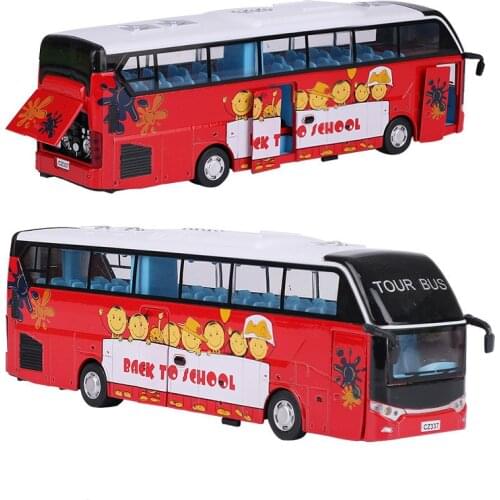 Best selling 1:50 voice broadcast tour bus alloy model,simulation sound and light pull back metal luxury bus model,free shipping