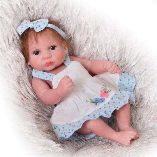 Cute Mini 27 cm Full Silicone Vinyl Dolls Reborn Babies Girl Toys 11'' Princess Boneca Reborn For Fashion Children Birthday Gift