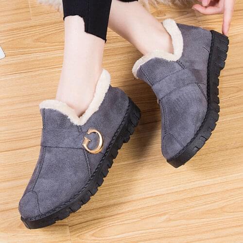 2021 New Ankle Boots Women Flats Winter Warm Winter Short Boots New Fashion Suede Boots Snow Women Shoes Fur Plush Suede Shoes