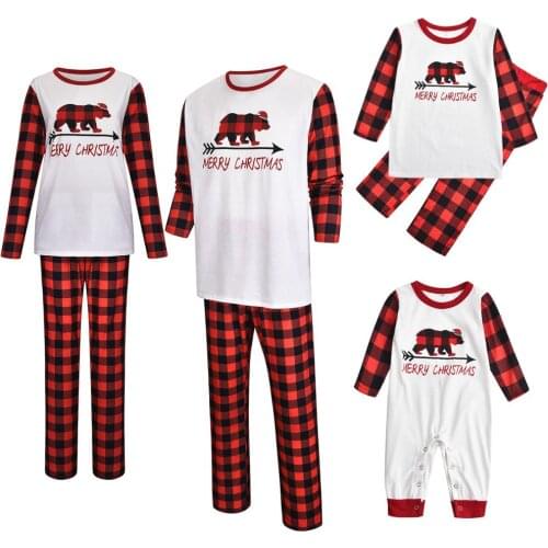 2019 new Family look plaid pyjamas polar bear christmas pajamas big size mother daughter father son matching sleepwea clothes
