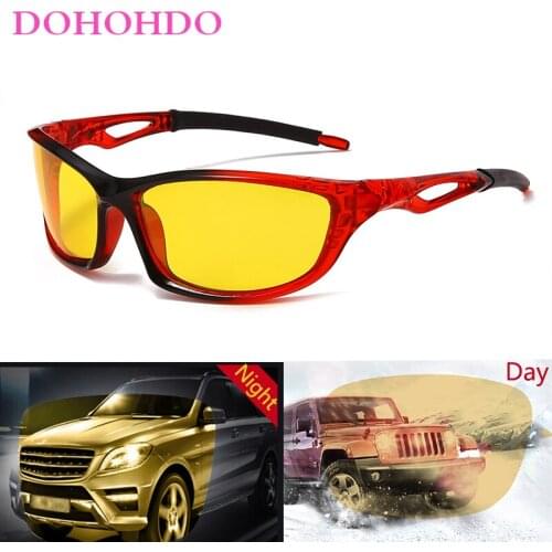 DOHOHDO Polarized Night Vision Glasses For Driving Fashion Sport Sunglasses Anti Glare Driving Goggles Vintage Sunglasses UV400
