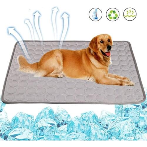 Dogs Summer Cooling Mat Pet Large Size Ice Silk Cool Bed Pet Cat Breathable Blanket Cushion Puppy Kitten Indoor Sofa Floor Mat
