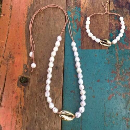 KBJW Original Fresh Pearl Natural Shell Jewelry Set 2019 New Handmade Necklace/Bracelet/Earrings Set for Women Anniversary Gift