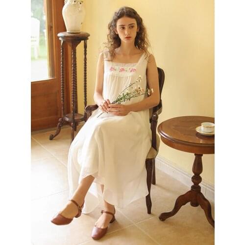 Dresses For Women Spring Summer Korean Fresh French Embroidery Lace Patchwork White Dress Beach Casual Big Swing Suspender Dress