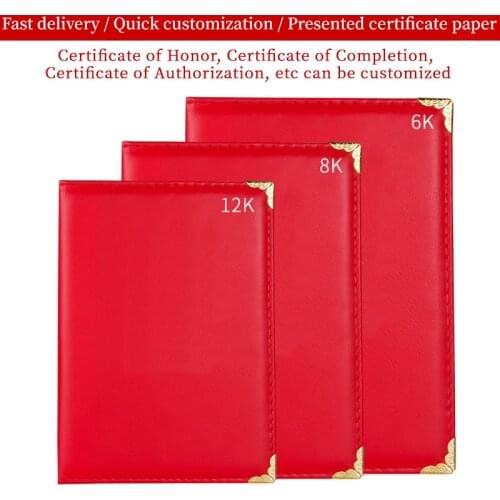 Custom Educational Certificate Printing Gold Folio Blank Customized Red Smooth Padded Diploma Of Graduation Folder
