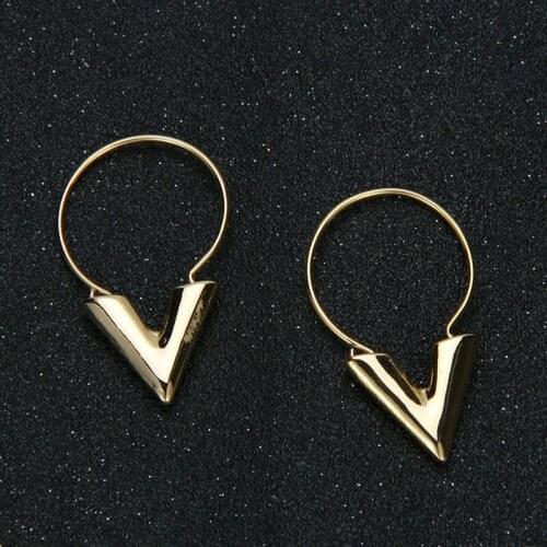 Modern Womens Earrings 2021 Popular Originality V-Shape Jewelry-Accessories Alloy Vintage Fashion Chaoren Anti Allergy Earrings