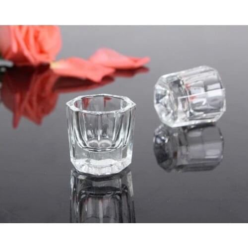 2PCS Nail Art Glass Crystal Bowl Cup Dappen Dish Arcylic Liquid Powder Holder Glassware Container Storage Manicure Tools Salon