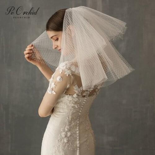 PEORCHID Bridal Veil Short Voile Court Mariage Bride Accessories Simple Tulle Multi-layer Puffy Wedding Veil With Comb 2020