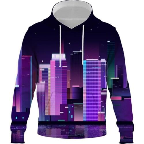 New City night scene Mens Hoodies latest 3D Hoodies Sweatshirt Young Loose Casual Sportswear Spring Autumn Coat Street Clothing