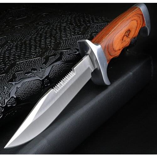 XUAN FENG outdoor hunting serrated short knife self-defense portable multi-function knife high hardness camping survival knife