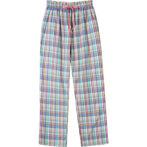 2021 Spring Summer Women Cotton sleep bottoms Female loose plus size nighty trousers sleepwear pyjama Ladies Plaid pajama pants