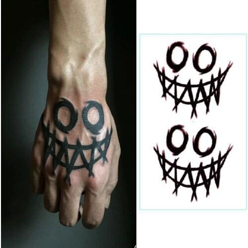 Temporary Tattoos Hand Back Fake Tattoo Sticker Dark Tattoo Stickers Black Smile Rose Tatto Witch Cube Arm Foot Tatoo Waterproof