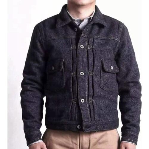 WT-0003 Rock Can Roll Read Description! Asian Size Washed Hand-Made Mans Vintage Super Heavy Wool Casual Stylish Jacket
