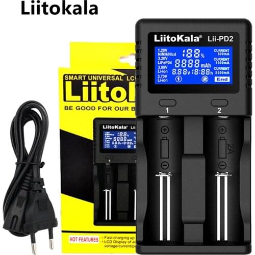 Liitokala Lii-PD2 18650 3.7V Li-ion charger 1.2V NiMH battery21700 18350 18500 AAA LiFePO43.2V 3.85V cargador 26650
