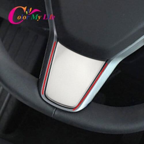 Color My Life 1Pc Stainless Steel Interior Car Steering Wheel Decoration Sequins Trim Sticker For Tesla Model 3 Model3 2016-2020