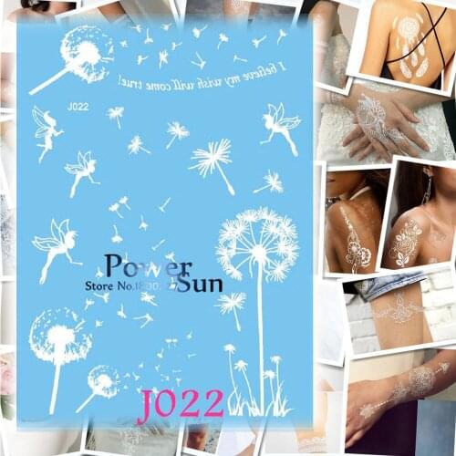 1PC Hot Popular Dandelion Fairy Design White Henna Tattoo Body Art Waterproof Temporary Tattoo Sticker Arm Leg Flash Tatoo PJ022