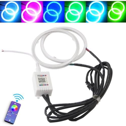 10X DC 12V Bluetooth APP Control RGB COB Led Halo Rings Angel Eyes 60-70-80-90-95-100-110-120mm DRL Auto Car Headlight Fog light
