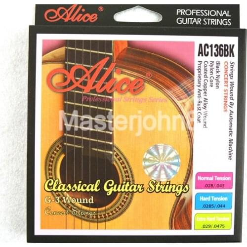 Alice AC136BK-H Classical Guitar Strings Black Nylon&Coated Copper Alloy Wound 1st-6th Strings Wholesales Free Shippng
