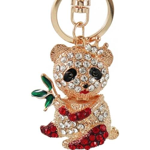 Hig Qualty Bear Crystal Bear Key Chain Holder Rhinestone Keychain Car Key Ring For Holder Bag KeyChains For Birthday Friend Gift